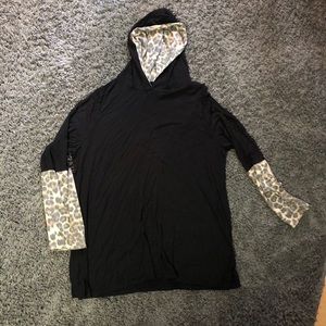 Black/Cheetah print Honeyme Curvy Hoodie